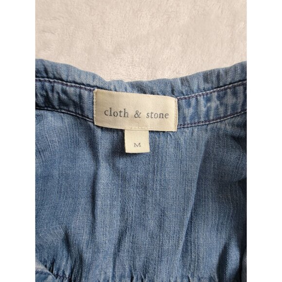 Cloth & Stone Womens Medium Chambray Long Sleeve Popover Shirt Top Blue Casual - Picture 3 of 8